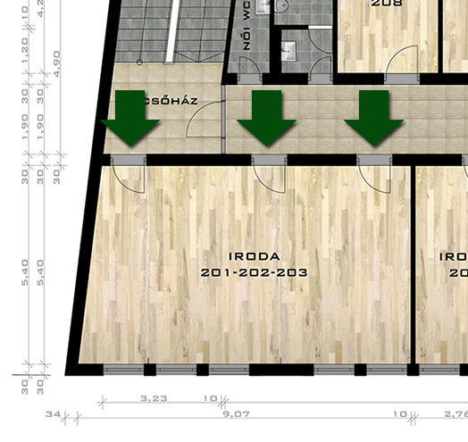 201-203. iroda alaprajz vagy kép